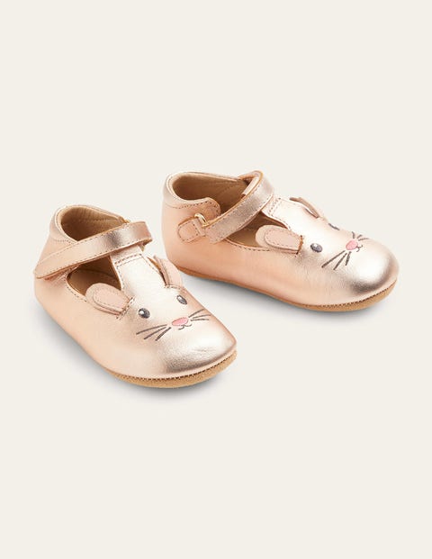 Chaussures en cuir pour bébé (B. Filles) - Lapin or rose