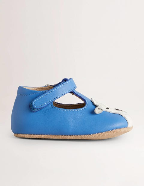 Leather Pram Shoes - Blue
