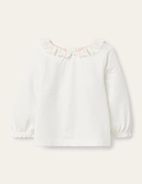 Long-Sleeved Broderie T-shirt - Ivory Broderie