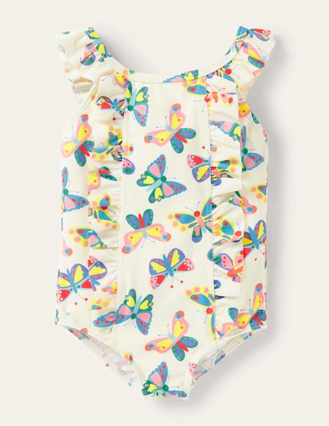 Bow Back Swimsuit - Ivory Butterflies