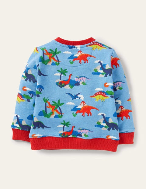 Gemütliches Sweatshirt - Surfbrett-Blau, Dinoszene