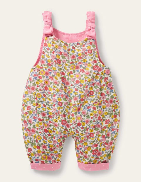 Woven Bow Dungarees - Ivory Meadow Floral