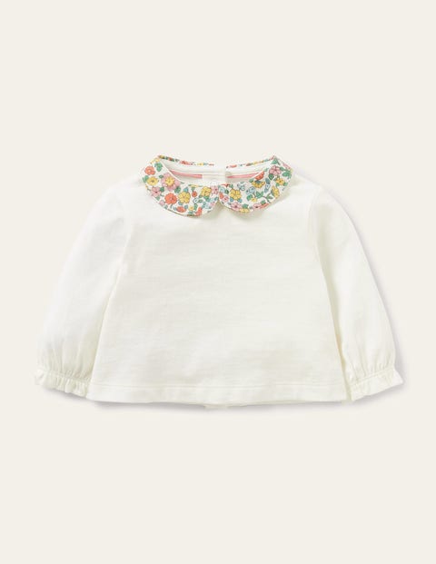 Floral Collar T-shirt - Ivory Floral