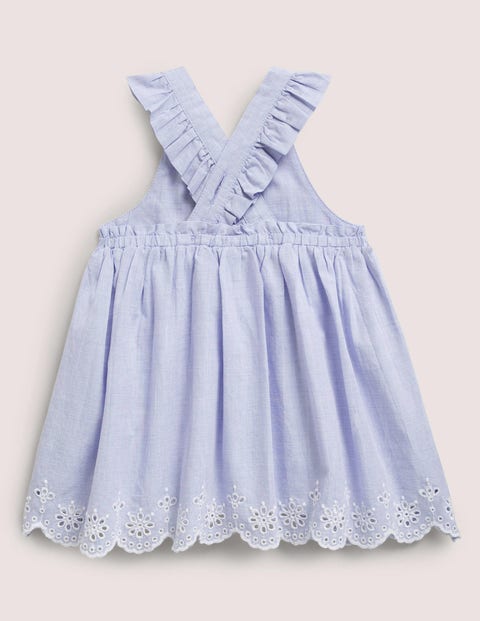 Woven Embroidered Pinnie - Light Chambray