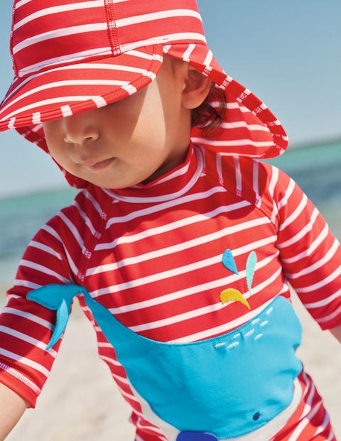 Sun-safe Swim Hat - Fire Red/Ivory 