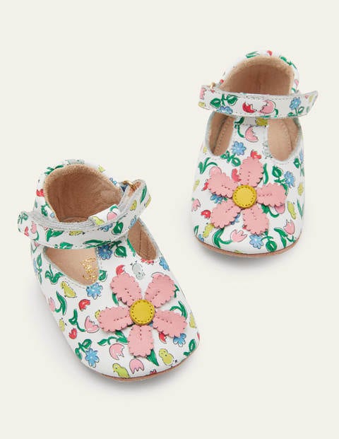 Chaussures bébé fantaisie en cuir - Fleurs roses