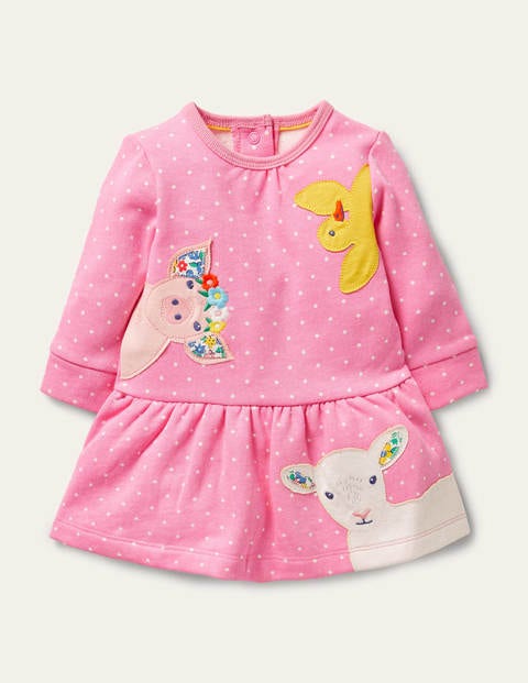 Cosy Sweatshirt Dress - Bright Petal Pin Spot Animals Cosy Sweatshirt Dress - Bright Petal Pin Spot Animals