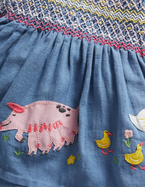 Puff Sleeve Nostalgic Dress - Elizabethan Blue Farm Animals Puff Sleeve Nostalgic Dress - Elizabethan Blue Farm Animals
