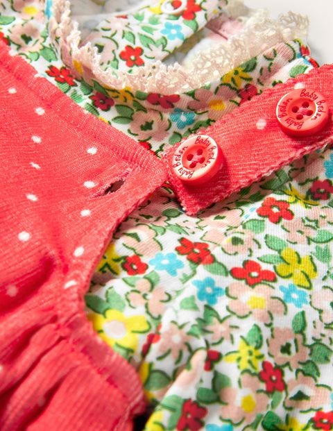 Cord Dungaree Set - Strawberry Tart Pin Spot Heart Cord Dungaree Set - Strawberry Tart Pin Spot Heart