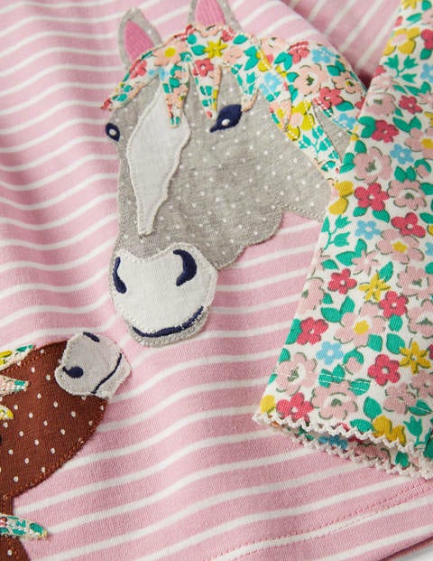 Set aus Jersey-Kleid und Leggings - Delfinrosa, Frühlingsblumen/Pferde Set aus Jersey-Kleid und Leggings - Delfinrosa, Frühlingsblumen/Pferde