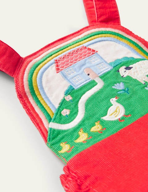Appliqué Bib Romper - Strawberry Tart Scene Appliqué Bib Romper - Strawberry Tart Scene