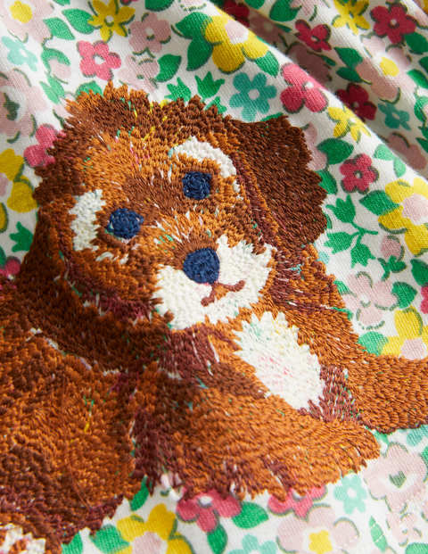 Oberteil mit Superstitch - Bunt, Blumenmuster/Hunde Oberteil mit Superstitch - Bunt, Blumenmuster/Hunde