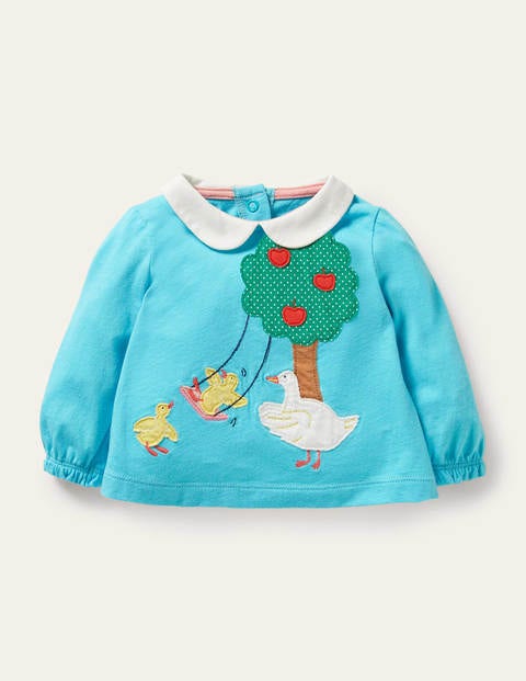 Appliqué Jersey Collar - Aqua Blue Ducks Appliqué Jersey Collar - Aqua Blue Ducks