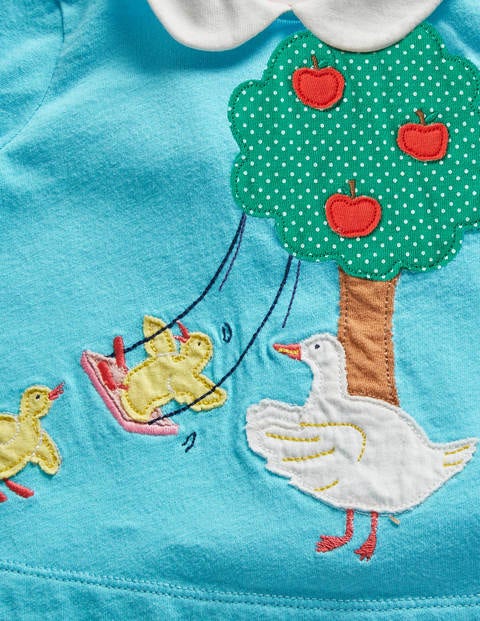 Appliqué Jersey Collar - Aqua Blue Ducks Appliqué Jersey Collar - Aqua Blue Ducks