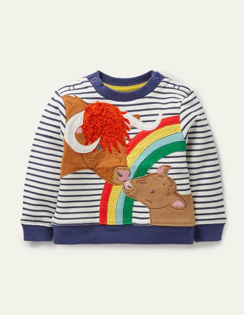 Sweatshirt mit Applikation - Naturweiß/Segelblau, Kühe Sweatshirt mit Applikation - Naturweiß/Segelblau, Kühe