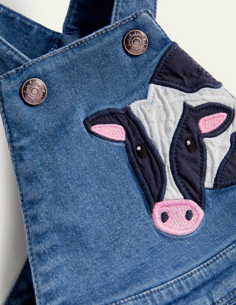 Denim-Latzhose mit Applikation - Chambray, Bauernhoftiere Denim-Latzhose mit Applikation - Chambray, Bauernhoftiere