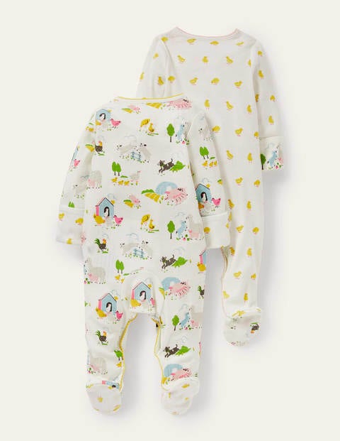 Schlafanzug aus GOTS-Biobaumwolle im 2er-Pack - Naturweiß, Bauernhoffreunde