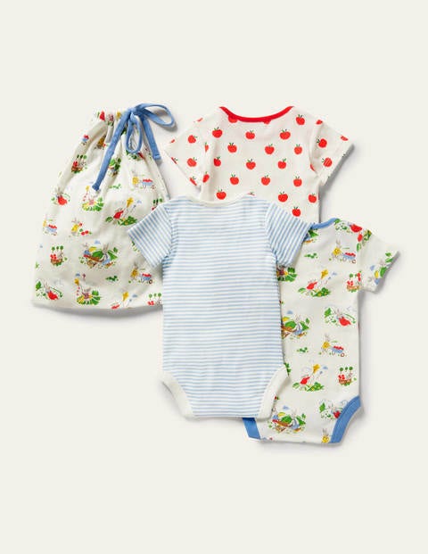 GOTS Organic 3 Pack Bodysuits - Ivory Daydreaming Bunny