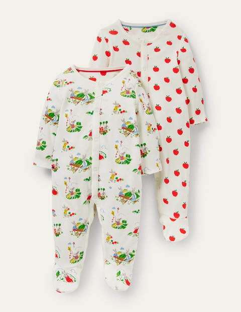 GOTS Organic 2 Pack Sleepsuit - Ivory Daydreaming Bunny