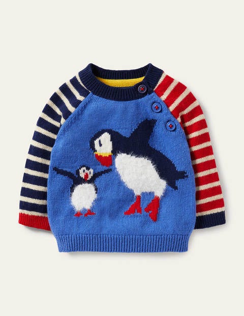 Knitted Sweater - Elizabethan Blue Puffins