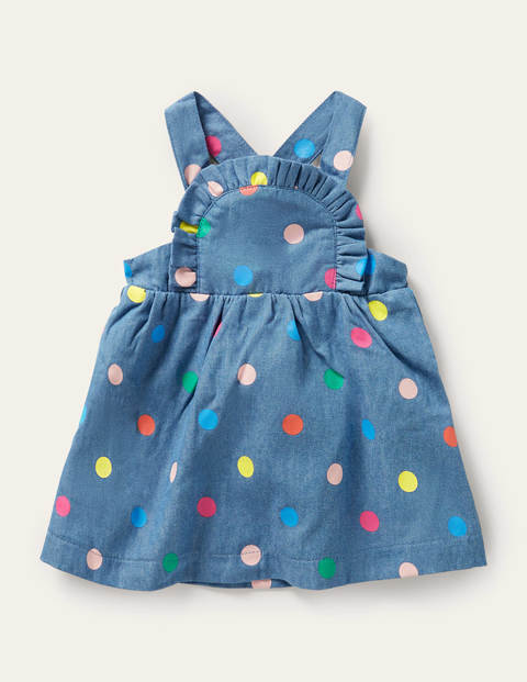 Schürzenkleid mit bunten Punkten - Faux-Uni, Bunte Tupfen Schürzenkleid mit bunten Punkten - Faux-Uni, Bunte Tupfen