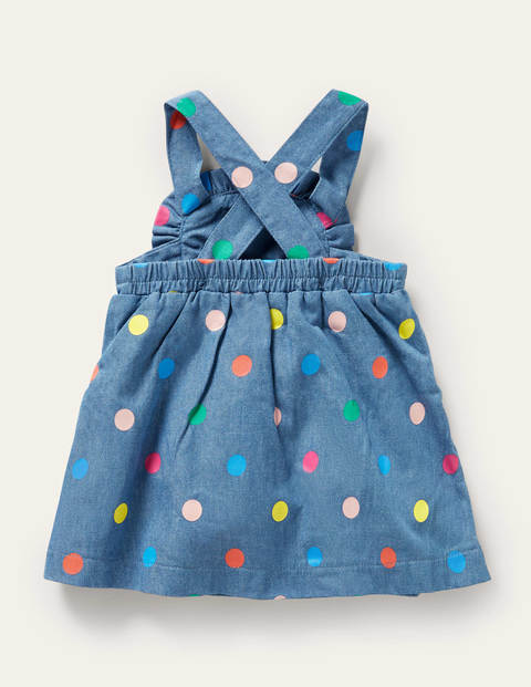 Schürzenkleid mit bunten Punkten - Faux-Uni, Bunte Tupfen Schürzenkleid mit bunten Punkten - Faux-Uni, Bunte Tupfen