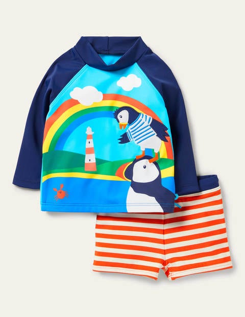 Badeset mit USF-Langarmshirt - Papageitaucher-Szene Badeset mit USF-Langarmshirt - Papageitaucher-Szene