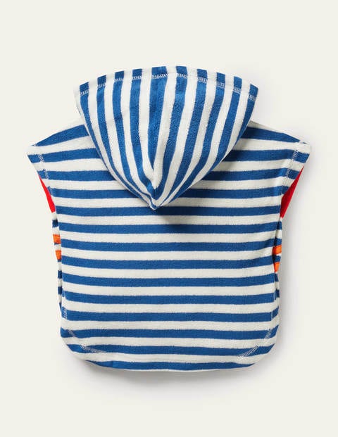 Frottee-Kapuzenponcho mit Krabbenmotiv - Marokkoblau/Naturweiß, Krabbe Frottee-Kapuzenponcho mit Krabbenmotiv - Marokkoblau/Naturweiß, Krabbe