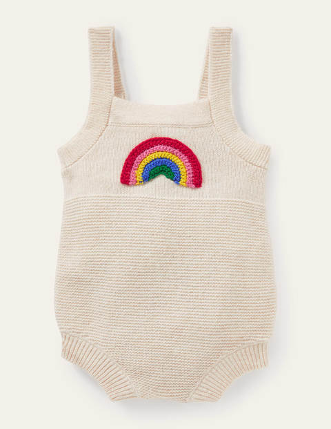 Fun Knitted Romper - Ecru Marl Rainbow