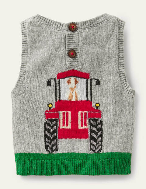 Tractor Knitted Sweater Vest - Grey Marl Tractor
