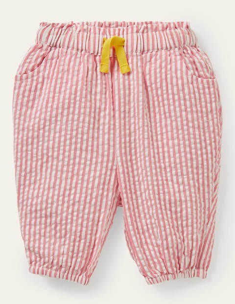 Woven Paperbag Pants - Ivory/Boto Pink Ticking