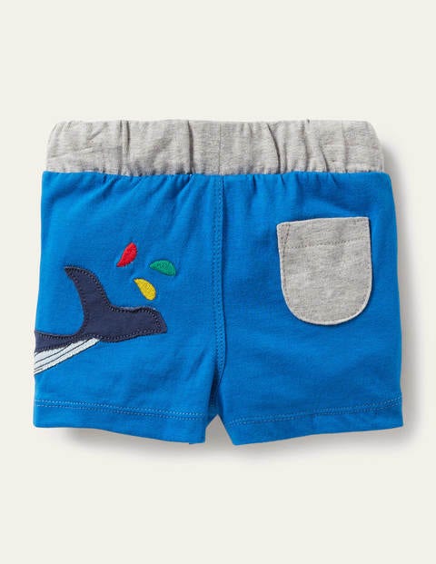 Jersey Shorts - Blue Appliqué Whale