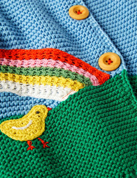 Strickjacke mit Regenbogenszene - Wasserblau Strickjacke mit Regenbogenszene - Wasserblau