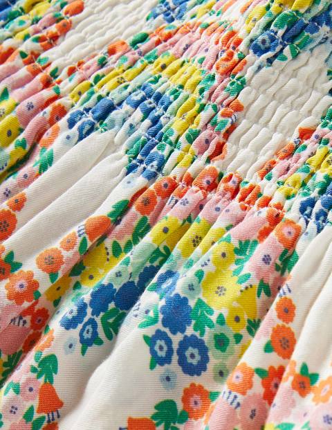 Tie Shoulder Smocked Top - Multi Rainbow Floral Tie Shoulder Smocked Top - Multi Rainbow Floral