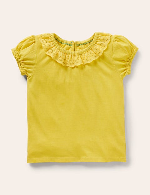Broderie Collar Jersey Top - Sweetcorn Yellow