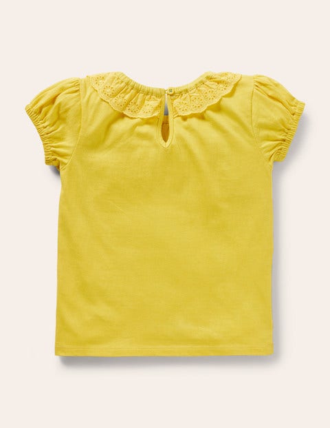 Broderie Collar Jersey Top - Sweetcorn Yellow