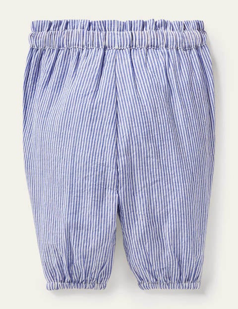 Woven Paperbag Pants - Ivory/Bright Bluebell Ticking