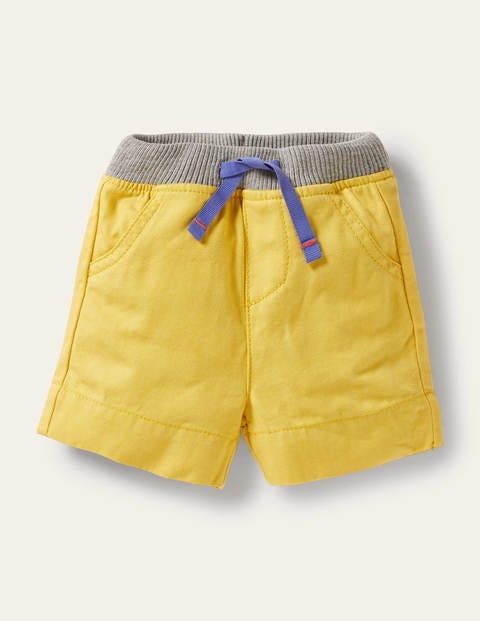 Rib Waist Woven Shorts - Yellow