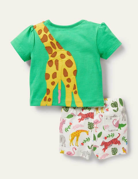 Appliqué Shorts Playset - Green Giraffe