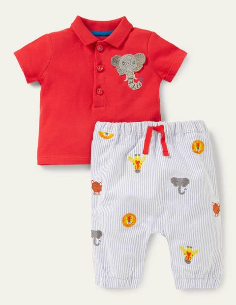 Piqué Polo and Trousers Set