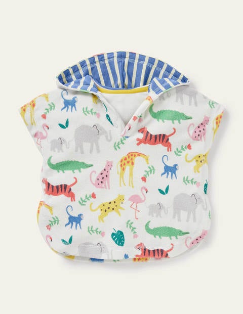 Towelling Throw On - Multi Jungle Stamp