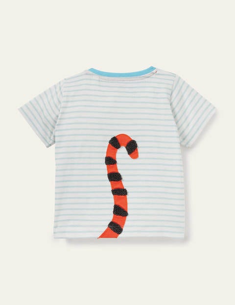 T-Shirt mit strukturierter Applikation - Naturweiß/Türkisblau, Tiger