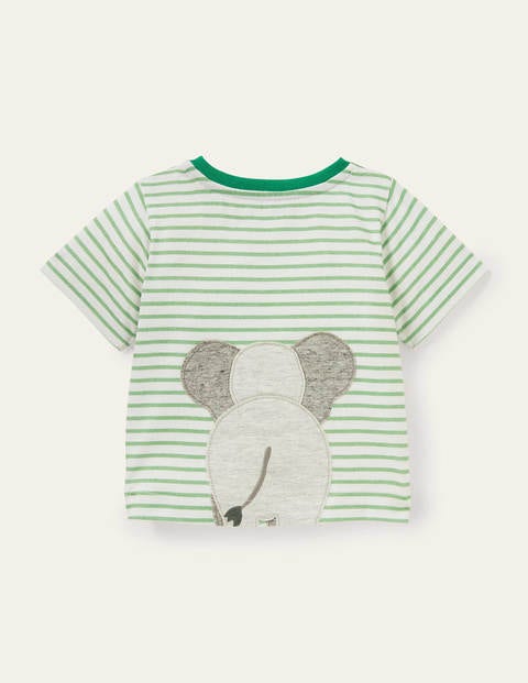T-Shirt mit strukturierter Applikation - Naturweiß/Grünfink, Elefant