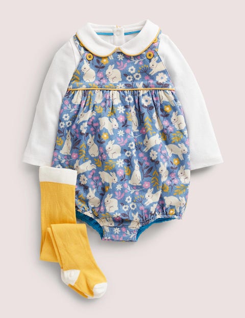 Baby Boden Hotchpotch Dress & Pants set 0-4 years Floral or Bunny pretty collar 