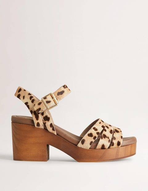 Heeled Sandal Clog - Leopard | Boden UK