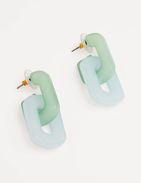 Resin Link Earrings - Emerald Multi
