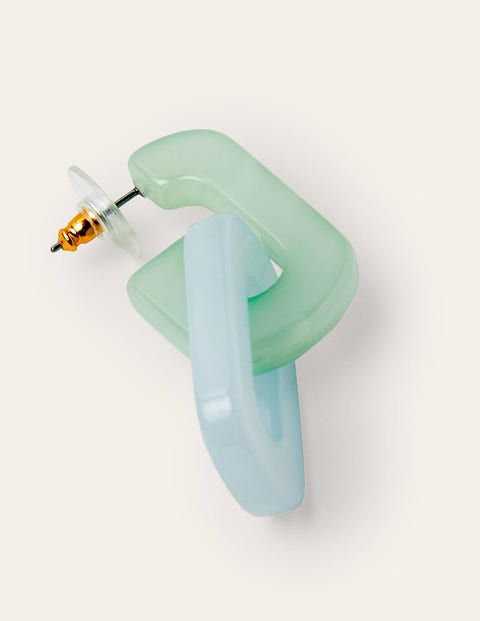 Glieder-Ohrringe aus Kunstharz - Smaragdgrün/Bunt