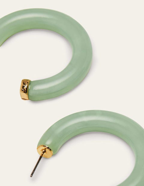 Resin Hoop Earrings - Emerald