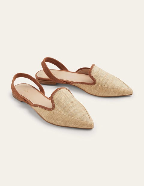 Lily Slingback Flat Sandals - Natural/ Tan