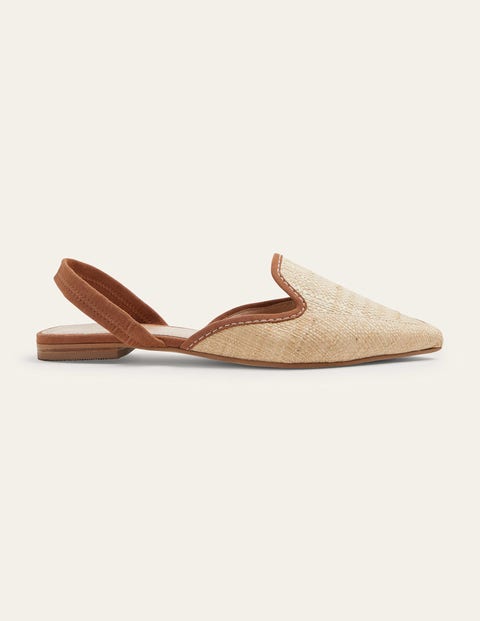 Lily Slingback Flat Sandals - Natural/ Tan